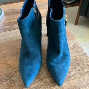 Marc Fischer teal blue suede booties. Size 7 1/2